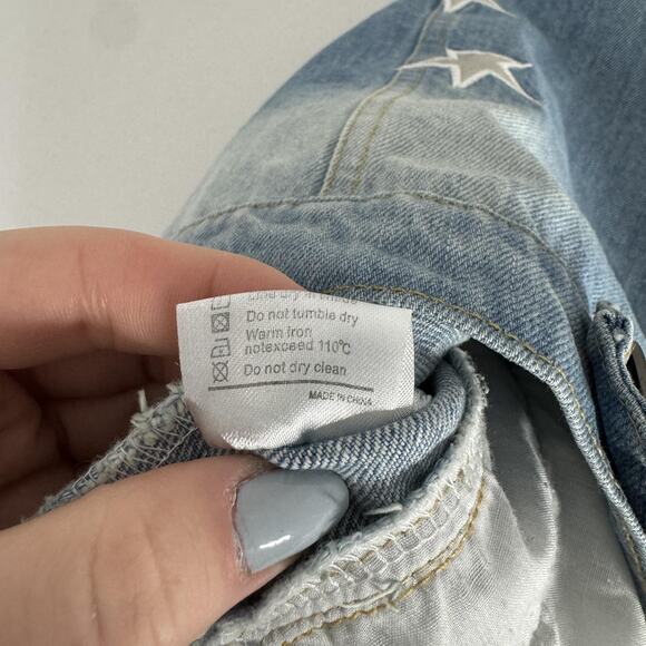 Lola + The Boys Jean Jacket Girls 14 Blue Star Leather Patched Denim Countrycore - Picture 12 of 13